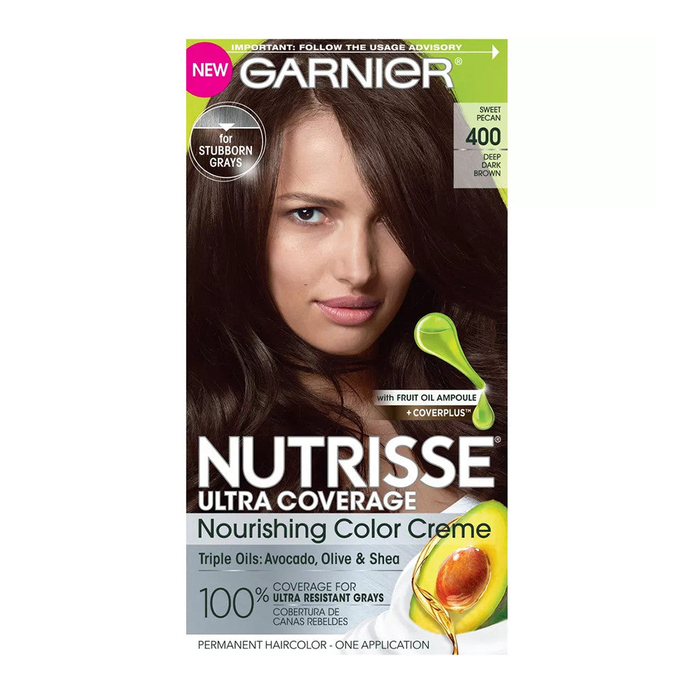 Garnier Nutrisse Ultra Coverage Hair Color, Deep Dark Brown 400, 1 Ea